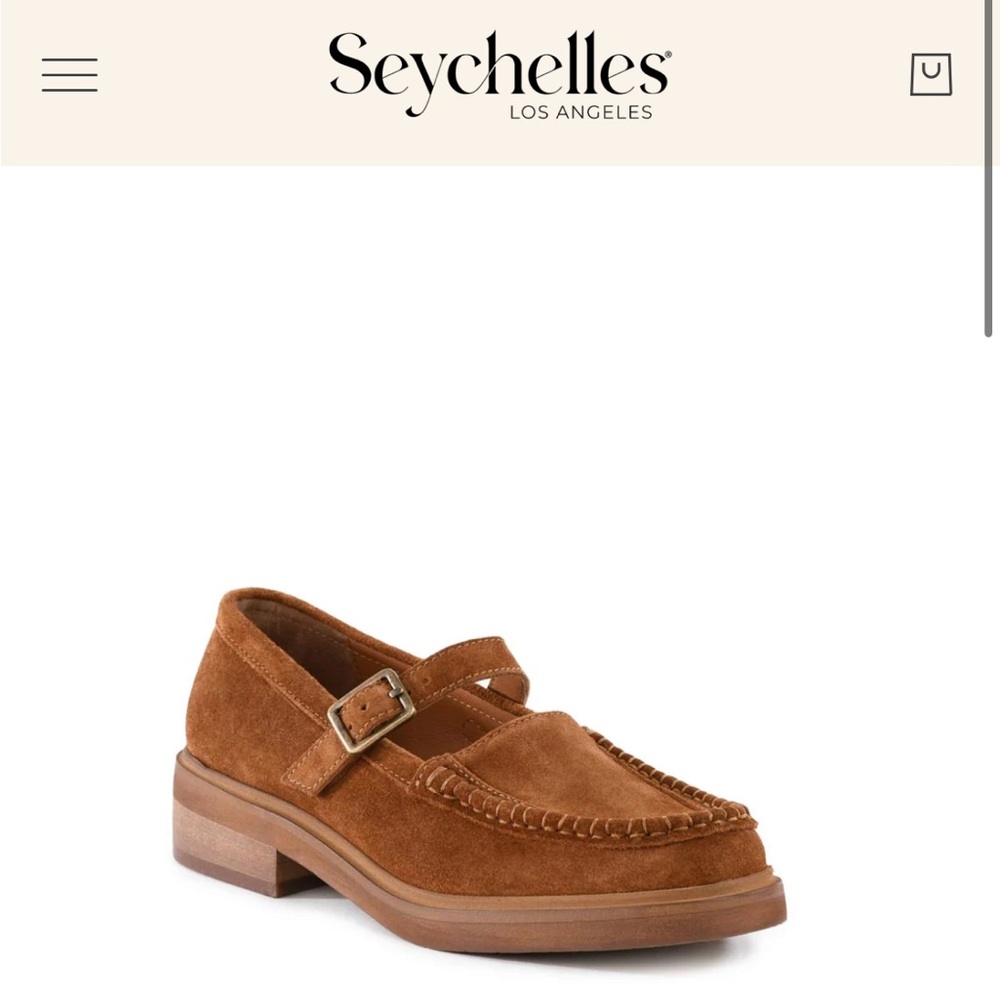 Brown Suede Mary Jane Loafers with Cream Socks - Picture 2 of 3